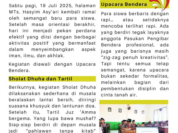 Pekan Efektif Resmi Dimulai, MTs Hasyim Asy’ari Bangun Semangat Baru Siswa