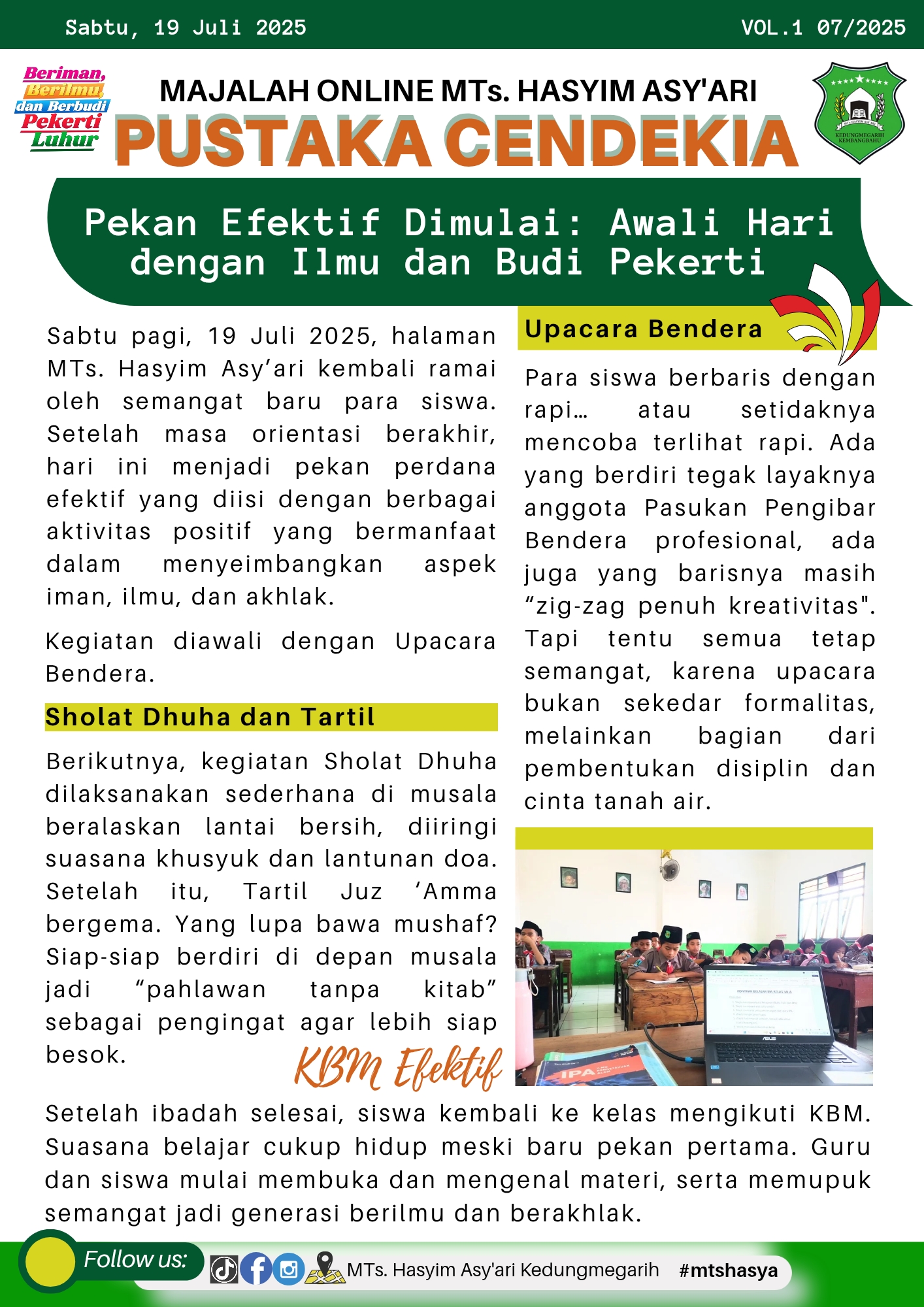 Pekan Efektif Resmi Dimulai, MTs Hasyim Asy’ari Bangun Semangat Baru Siswa Pekan Efektif Resmi Dimulai, MTs Hasyim Asy’ari Bangun Semangat Baru Siswa